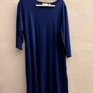 Susan Graver Midi Dress, Navy, 1X